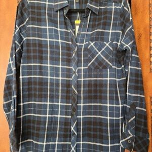 Brand New with Tags Navy and Black Plaid Women’s Shirt